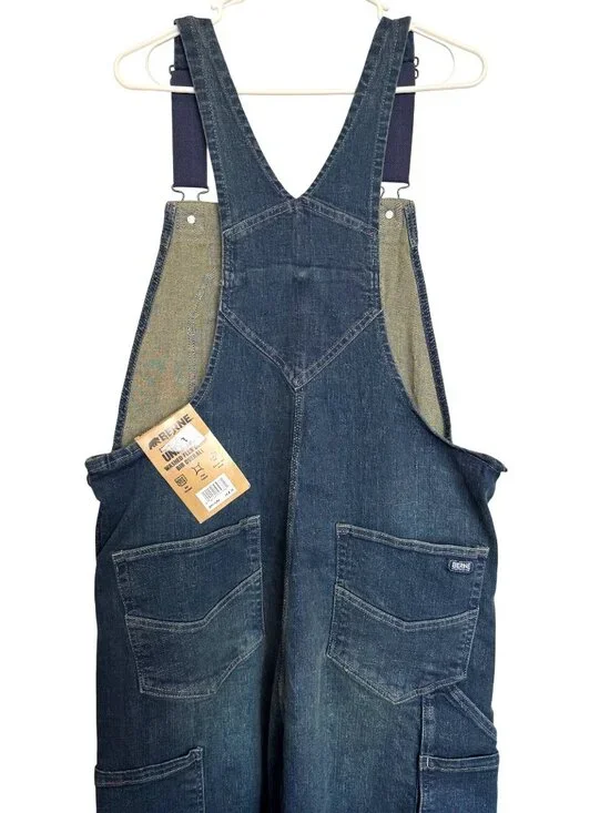Berne Bib Overalls Size 36/34 Washed Flex Denim Reinforced Knee NWT - Picture 4 of 16